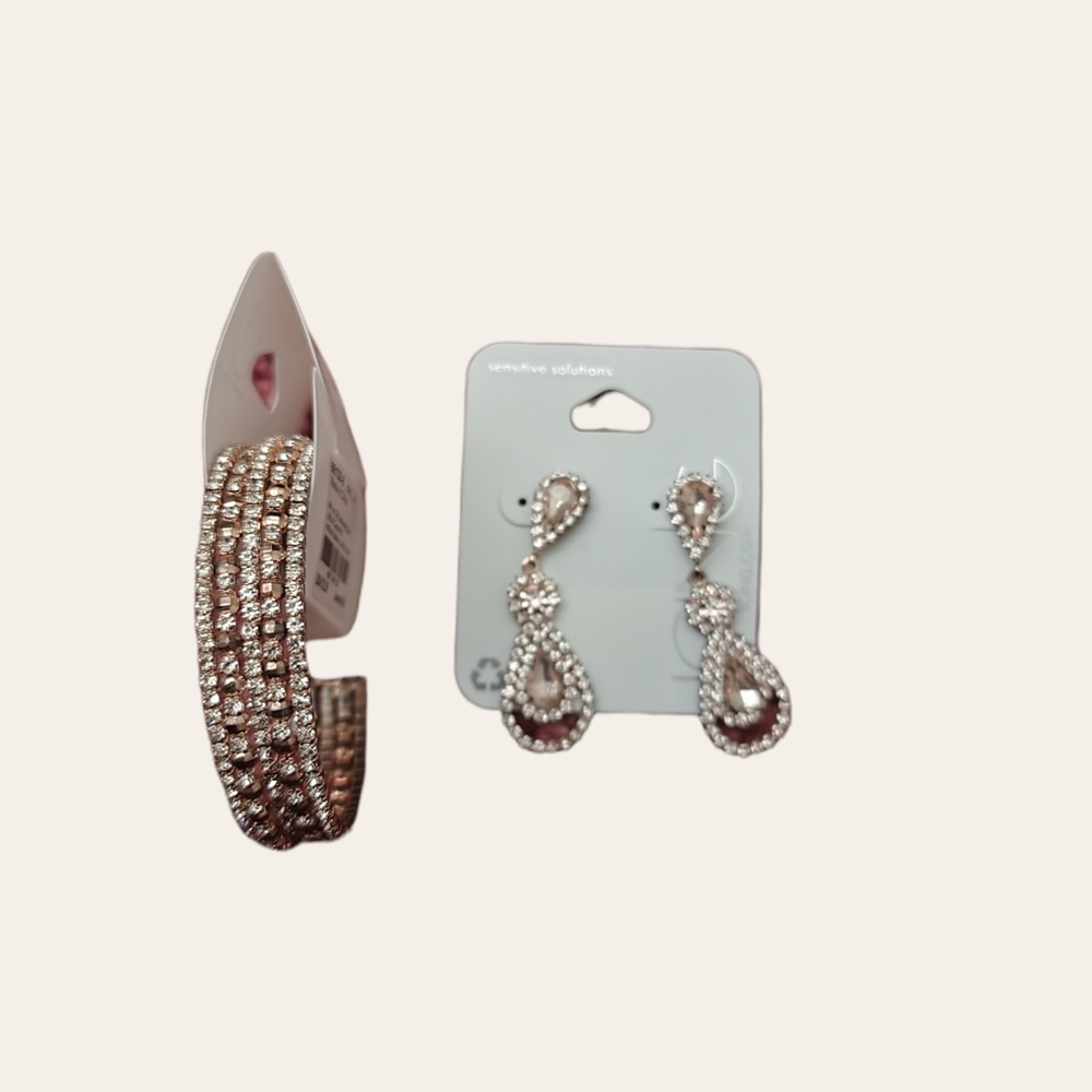 Claire's Champagne Earrings and Bracelet